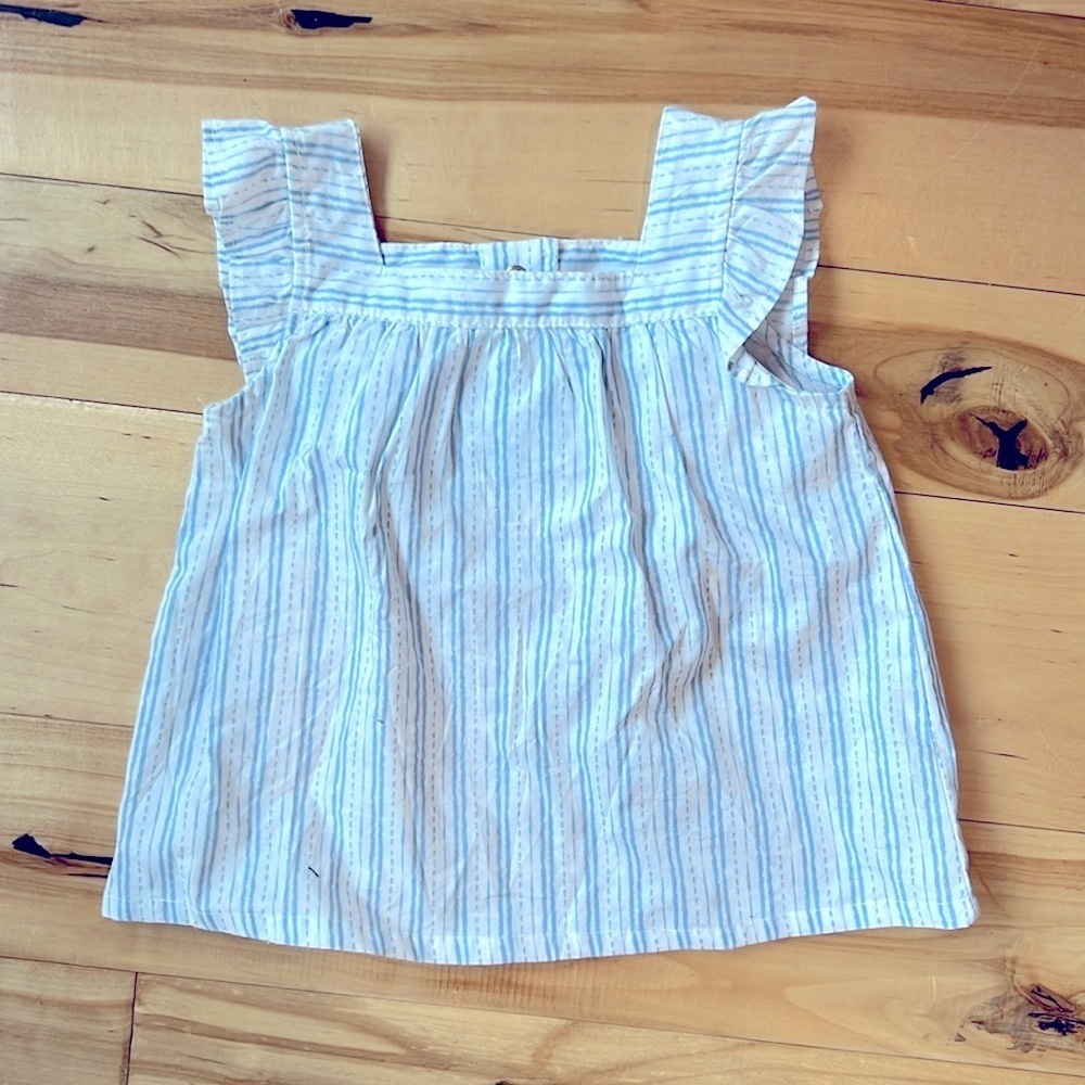 Just One You Baby Girl Dress 12 Month White Blue Stripe